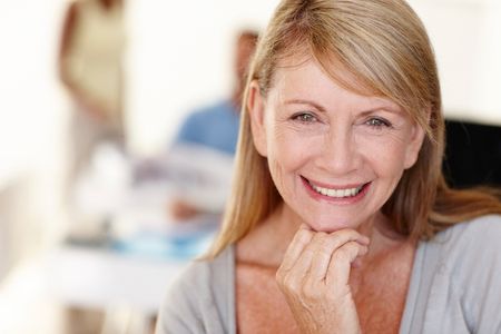 woman with dentures smiling