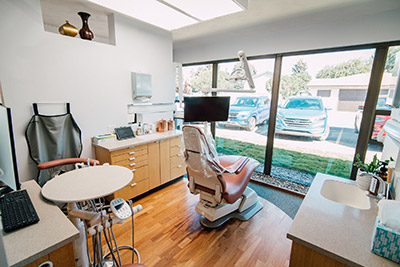 view of the dental exam room at Homegrown Dental